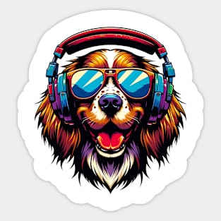 Field Spaniel Smiling DJ with Harmonious Beats Sticker